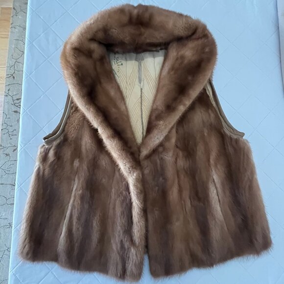 Mink Fur Vest in Cognac Colour - Vintage - Authentic - Picture 4 of 17